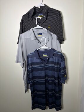 Jack Nicklaus Men’s Large Golden Bear Striped Polo 3 Pack - Navy, Gray, Black